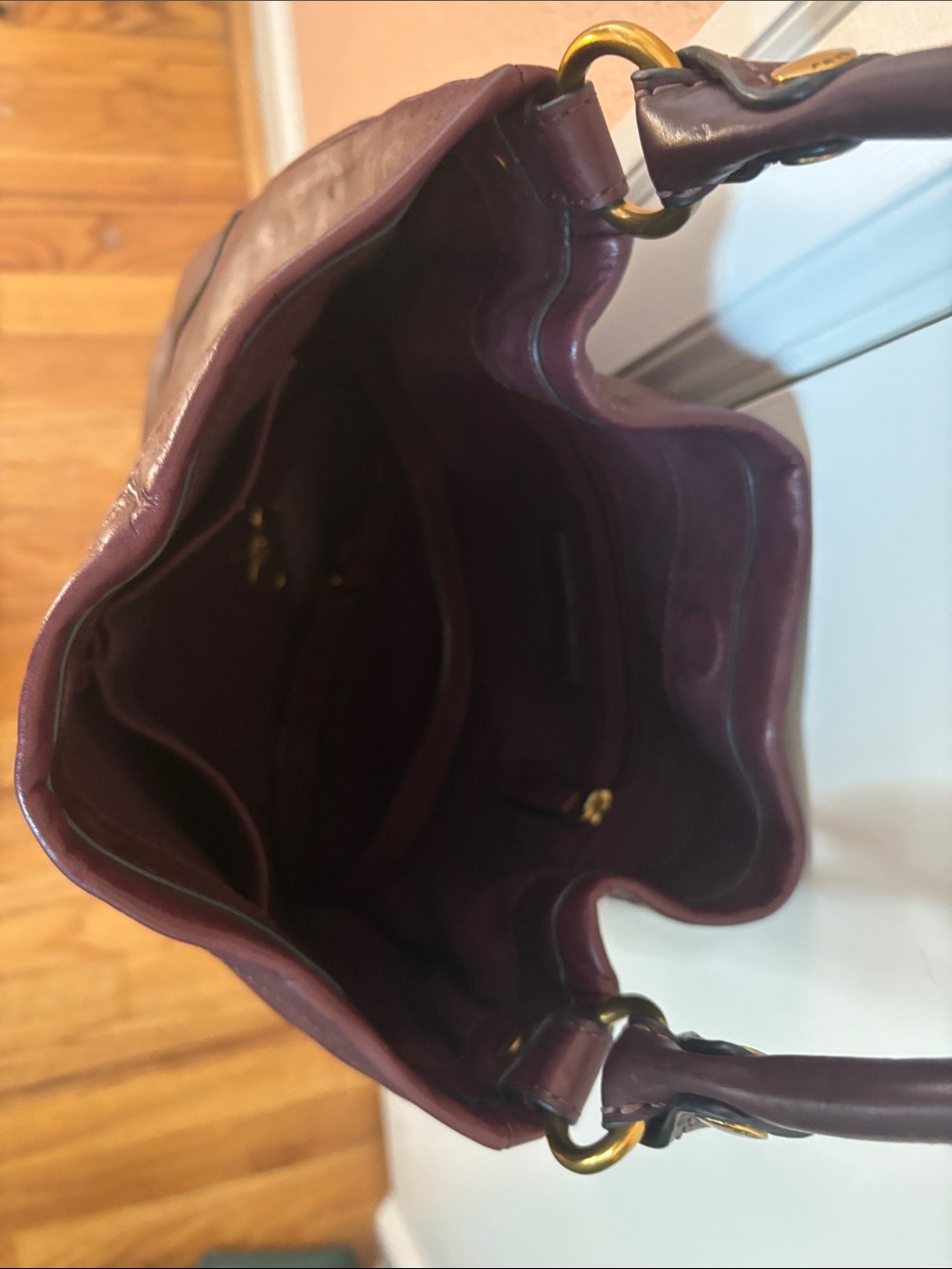 Frye Deep Wine Leather Hobo with Brass Rings - Picture 3 of 6